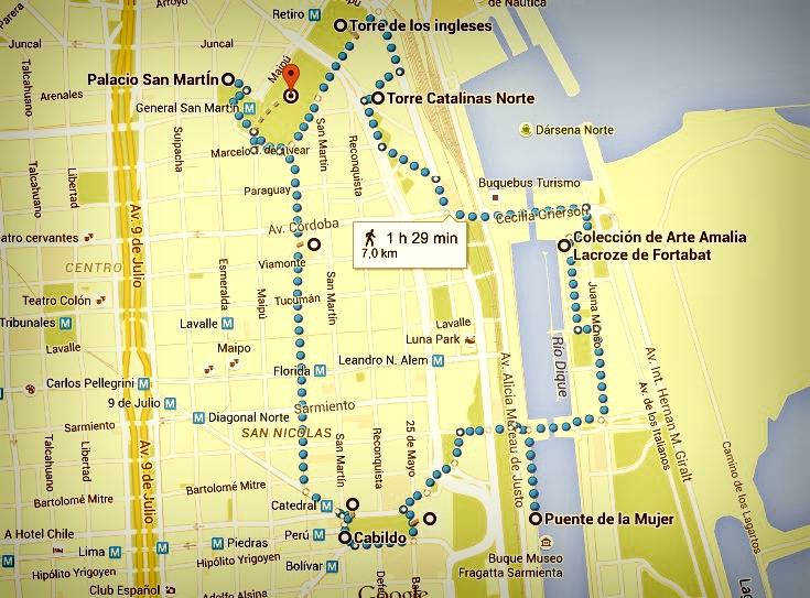 Plan itinéraire J1 Buenos aires